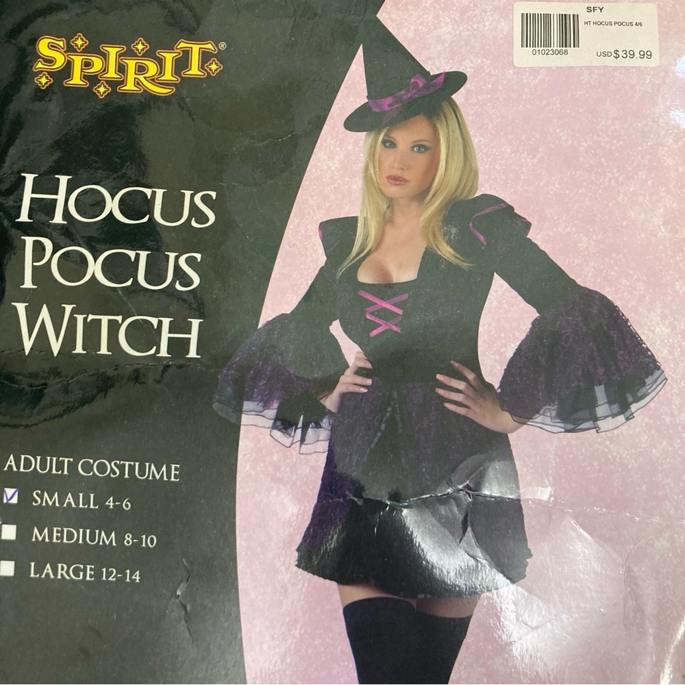 Spirit Hocus Pocus Witches Hallowen Costume with dress & hat small 4-6 NIB